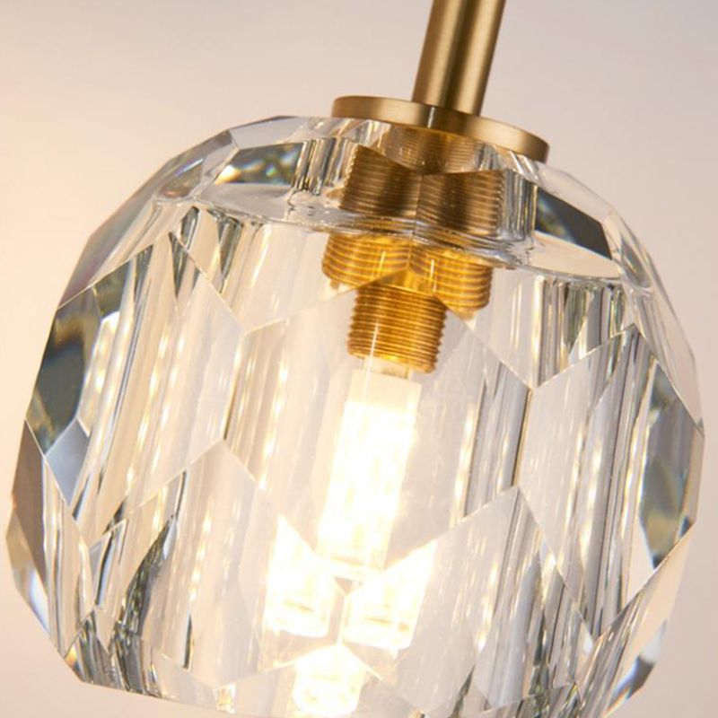 Unique Shade Crystal Wall Sconce Modern Single Light Wall Mount Light Fixture in Brass