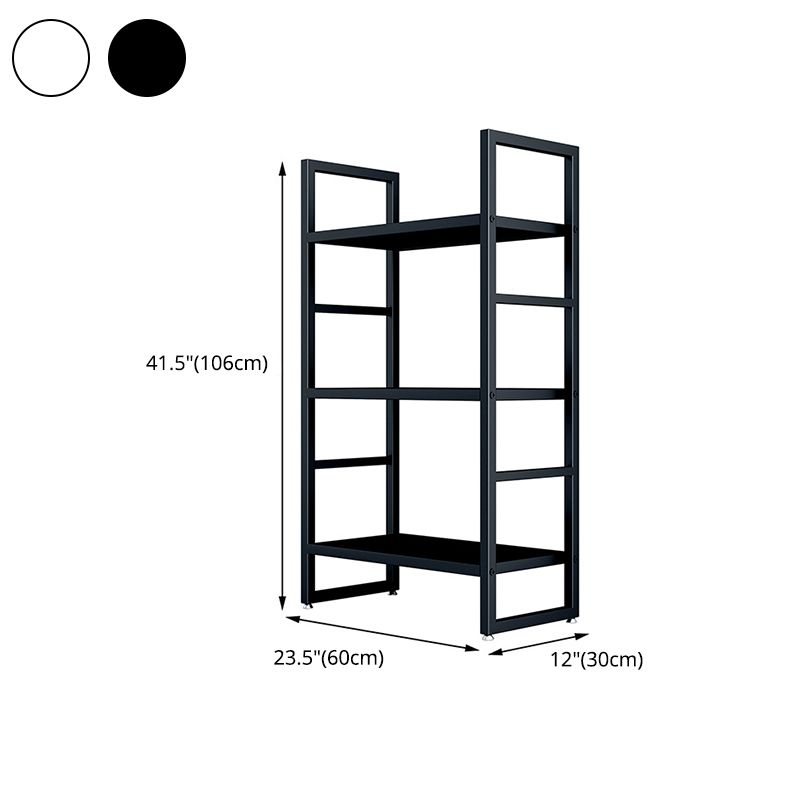 3/4/5-Shelf Iron Etagere Bookshelf Black and White Vertical Bookcase for Living Room