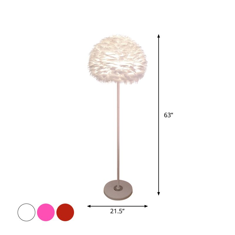 Lámpara de soporte de soporte moderno de 18 "/21.5" de la sala de estar moderna de 1 luces en blanco/rosa/naranja