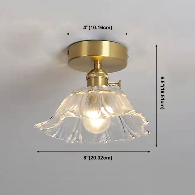 Lámpara de techo de pasillo de vidrio estilo simplicidad con montaje empotrado de flores en dorado