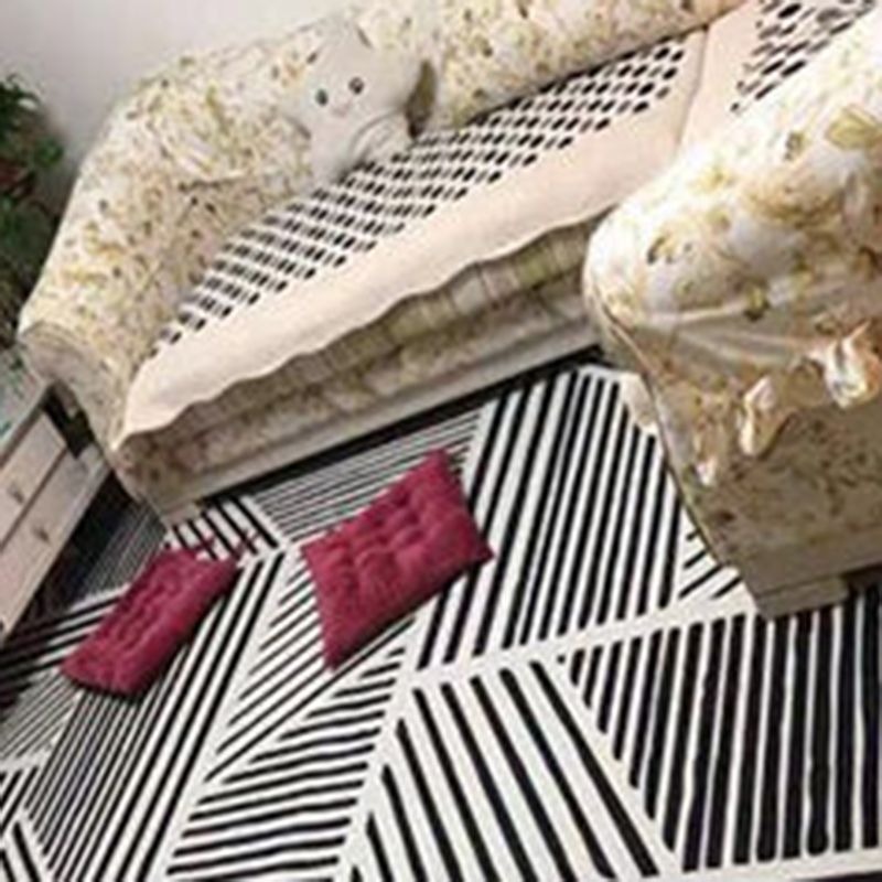 Minimalist Area Rug Geometry Pattern Carpet Polyester Stain Resistant Rug for Living Room