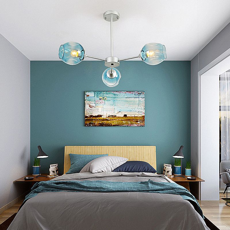 Contemporary Style 3-Light Sliver/Black Ceiling Light Sputnik Sphere Chandelier