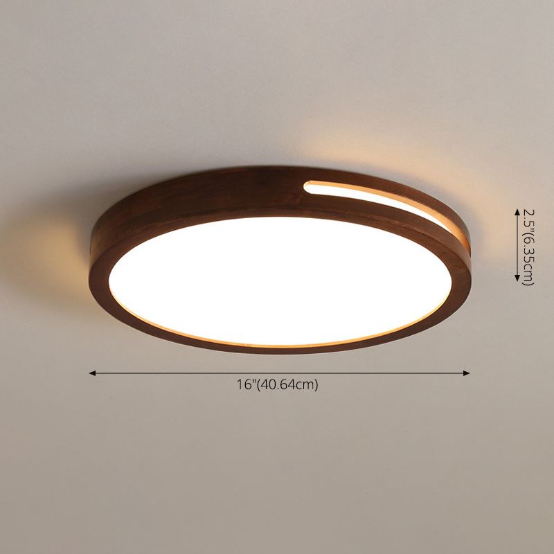 Donkerbruin geometrisch inbouwlicht Minimalistisch LED houten plafondlicht voor slaapkamer
