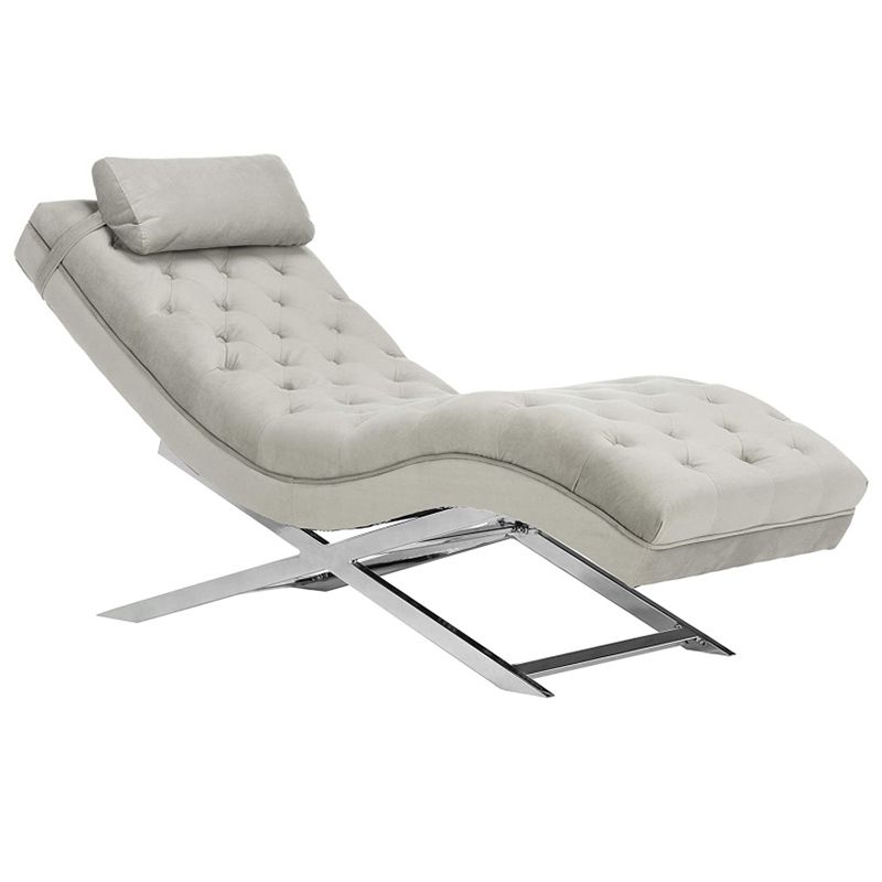 Contemporary Velvet Chaise Armless Tufted Lounge Chair for Living Room