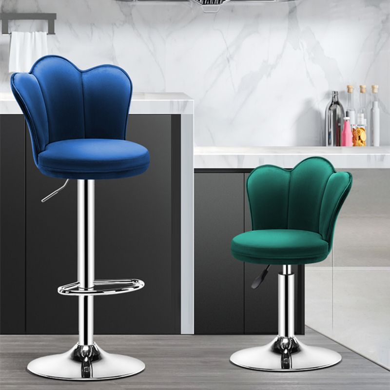 Modern Upholstered Swivel Stool Footrest Low Back Counter Chair with Metal Base