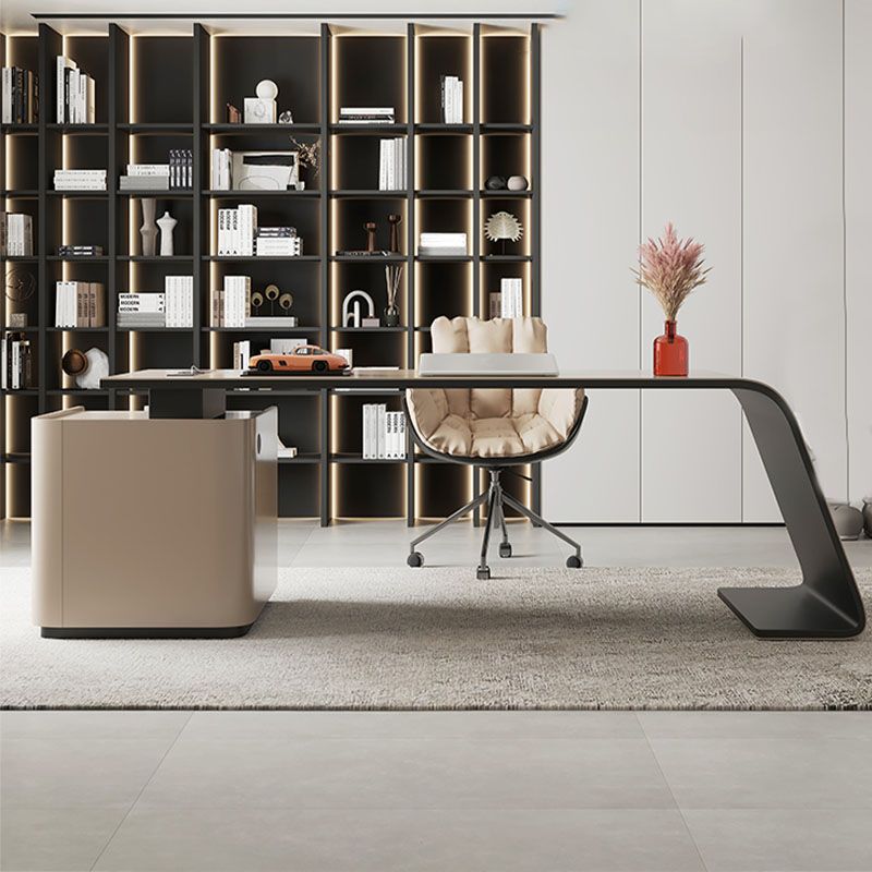 Rectangular Shaped Office Desk Wood with 3 Drawers for Office