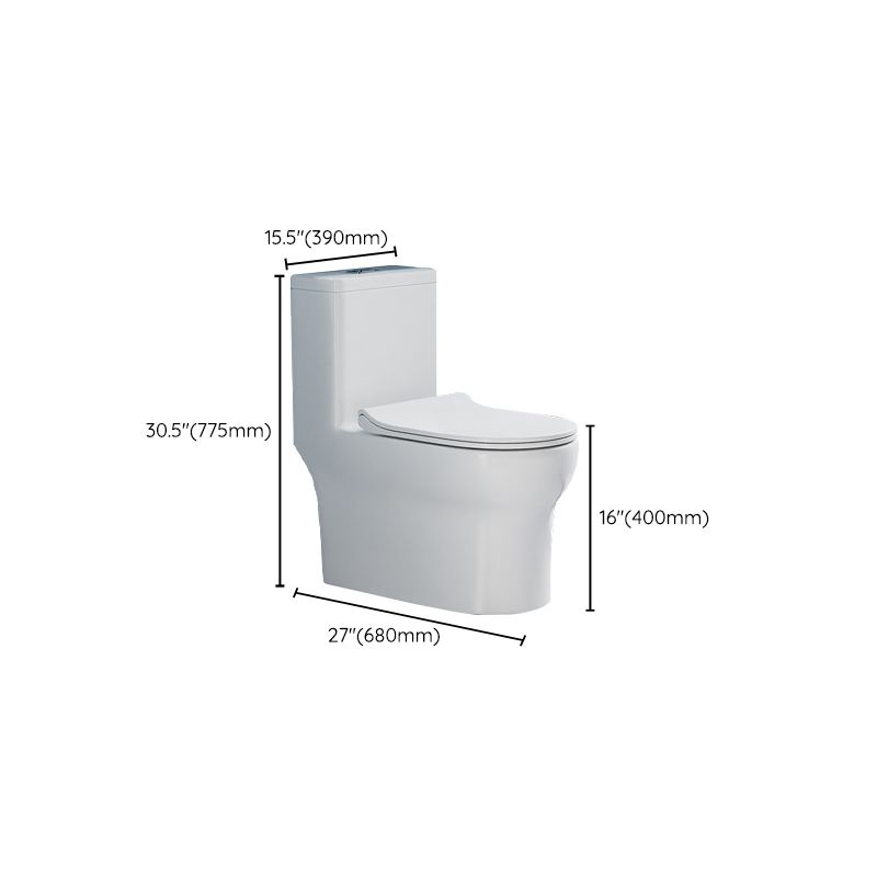 Glossy White Toilet with Glazed Surface Modern All-In-One Toilet Bowl