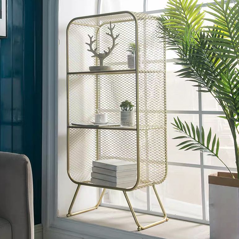 Modern Standard Bookcase Metal Bookshelf with Rectangle Shelves