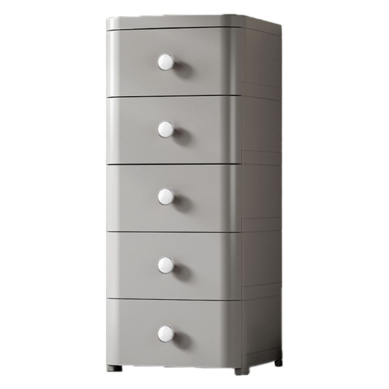 Scandinavian Plastic Kids Nightstand Vertical Nursery Dresser with 5 Drawers for Home