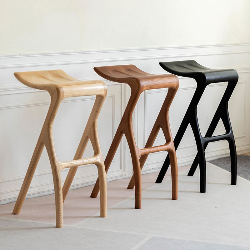 Solid Wood Bar Stool Backrless Counter Stool for Living Room