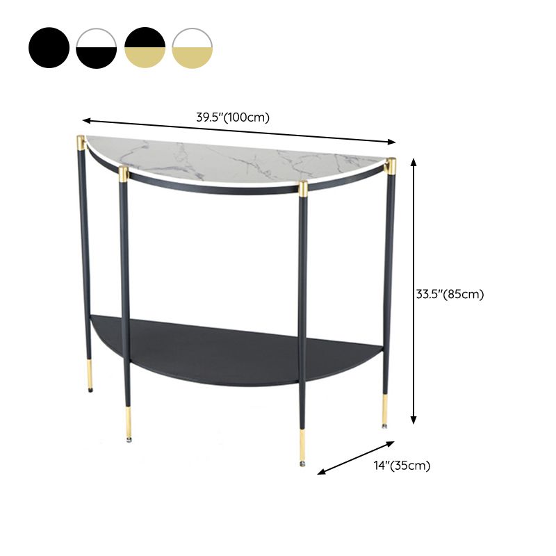 Contemporary Console Accent Table Antique Finish Half Moon Sofa Console Table