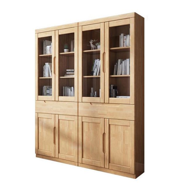 Contemporary Style Bookshelf Solid Wood with Door Bookcase for Office Study Room