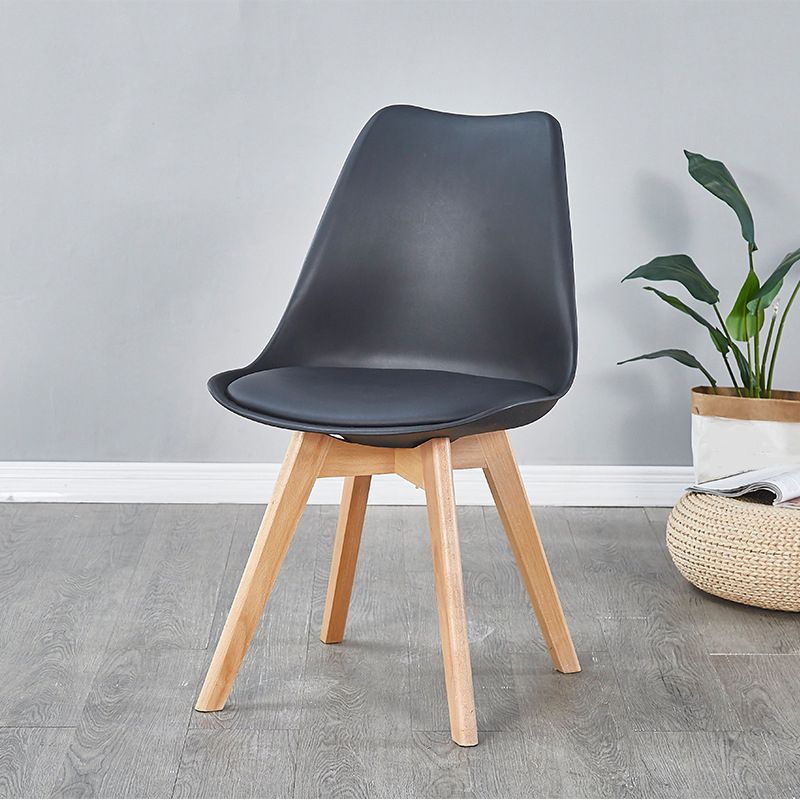 Scandinavian Leather Bedroom Side Chair Matte Finish Solid Back Dining Chair (Set of 4)