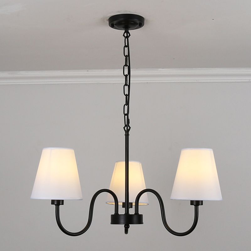 Traditional Style Chandelier Light Fabric Shade Lighting Fixture for Living Room