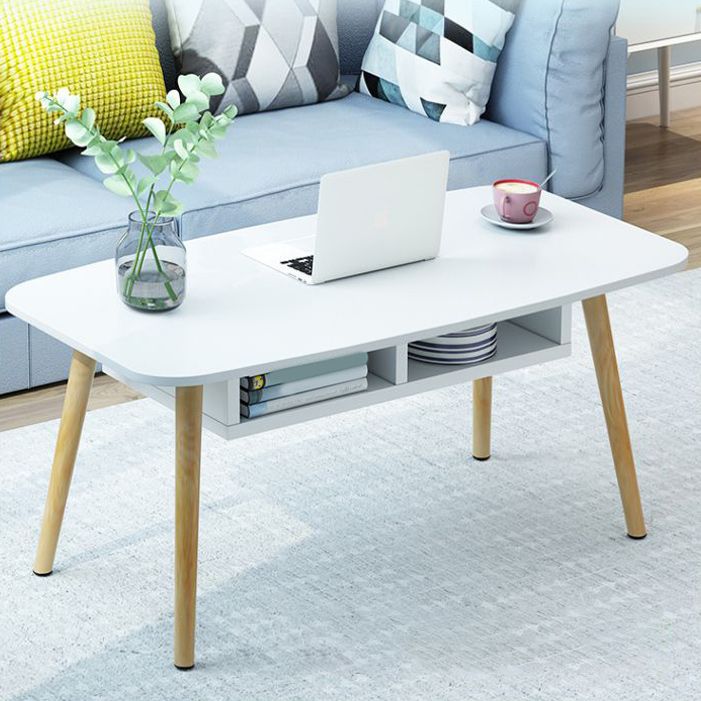 Modern Rectangle Wooden Coffee Table 16.5" H 4 Legs Cocktail Table