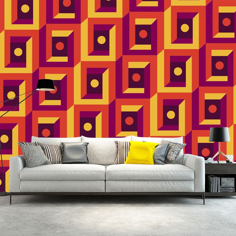 Customized Geometry Wall Mural Mildew Resistant Wallpaper for Dining Room