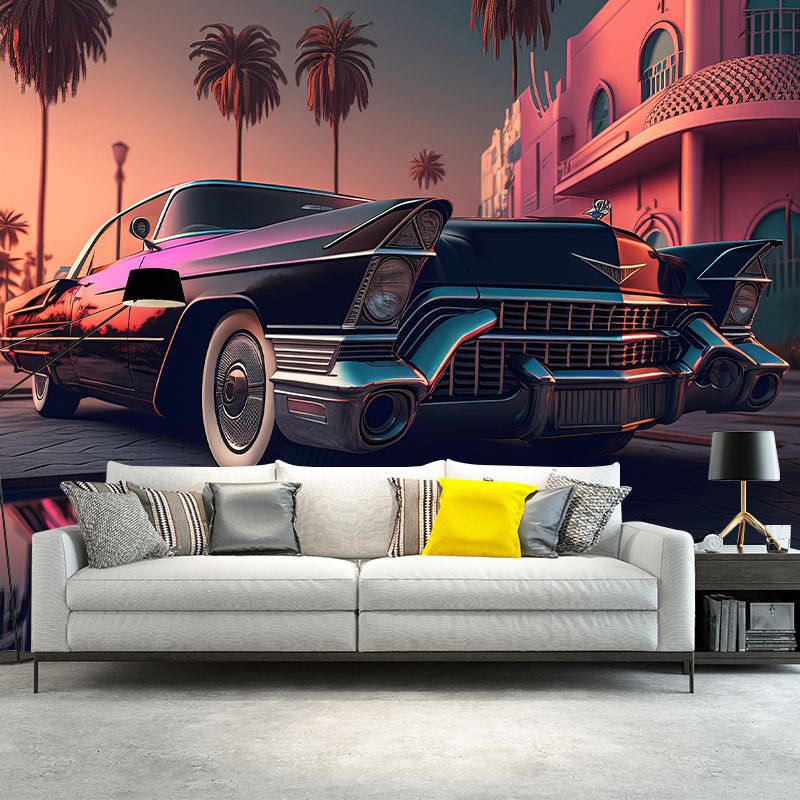 Car Illustration Pattern Mural Moistureproof for Living Room and Bedroom Decoration