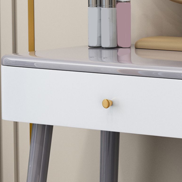 Solid Wood Vanity Makeup Table with Drawer Standing Mirror Dressing Table