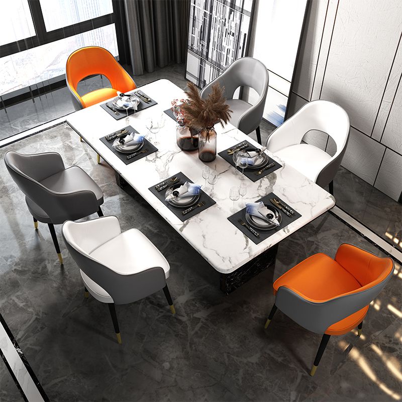 Sillas de comedor de estilo nórdico, sillas laterales con brazos y patas de metal para cocina