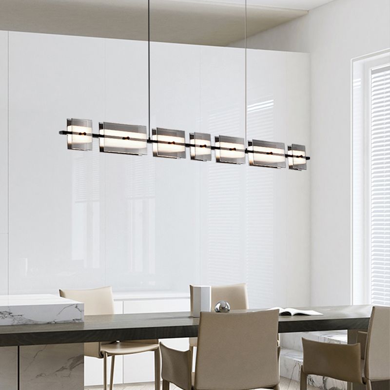 Glass Shade Hanging Island Lights Modern Black/Gold Island Lighting Ideas for Kitchen