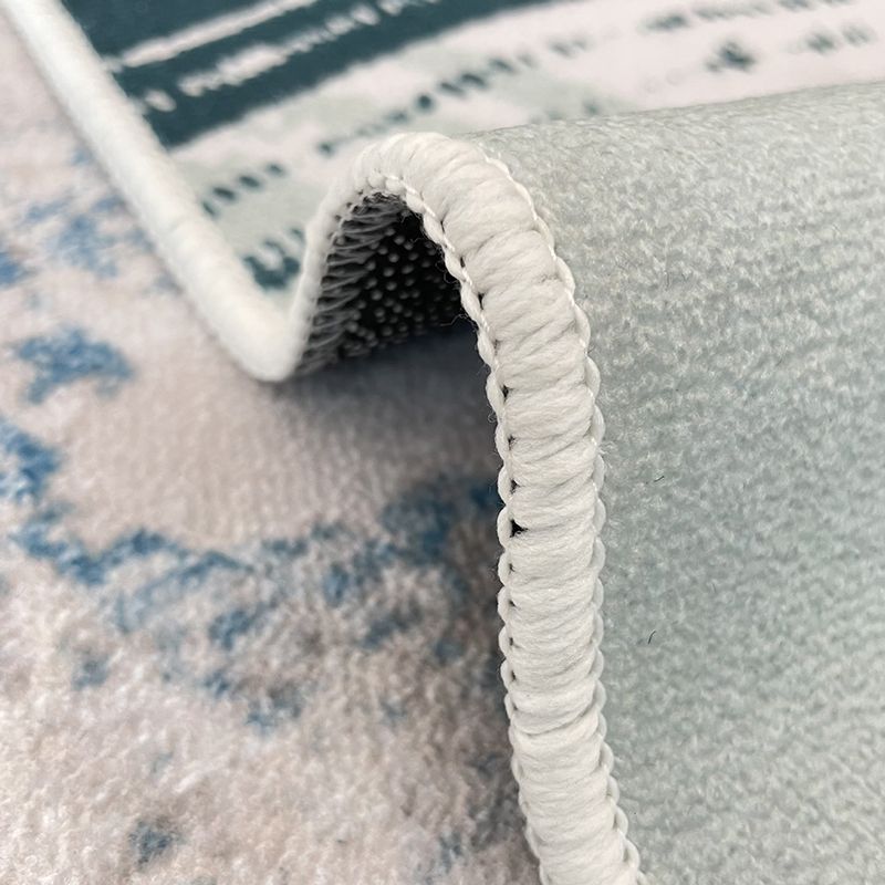 White Rhombus Rug Polyester Casual Rug Washable Rug for Living Room