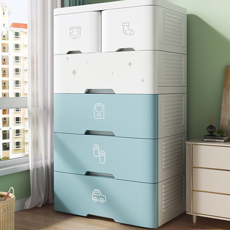 Contemporary Style Non-Hanging Armoire Plastic Storage Cabinet with Drawers