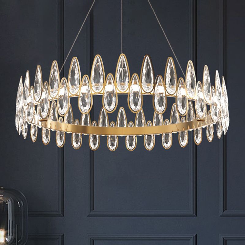 Luz de techo de anillo de oro Luz simple estilo lágrima de lágrima sala de estar led colgante