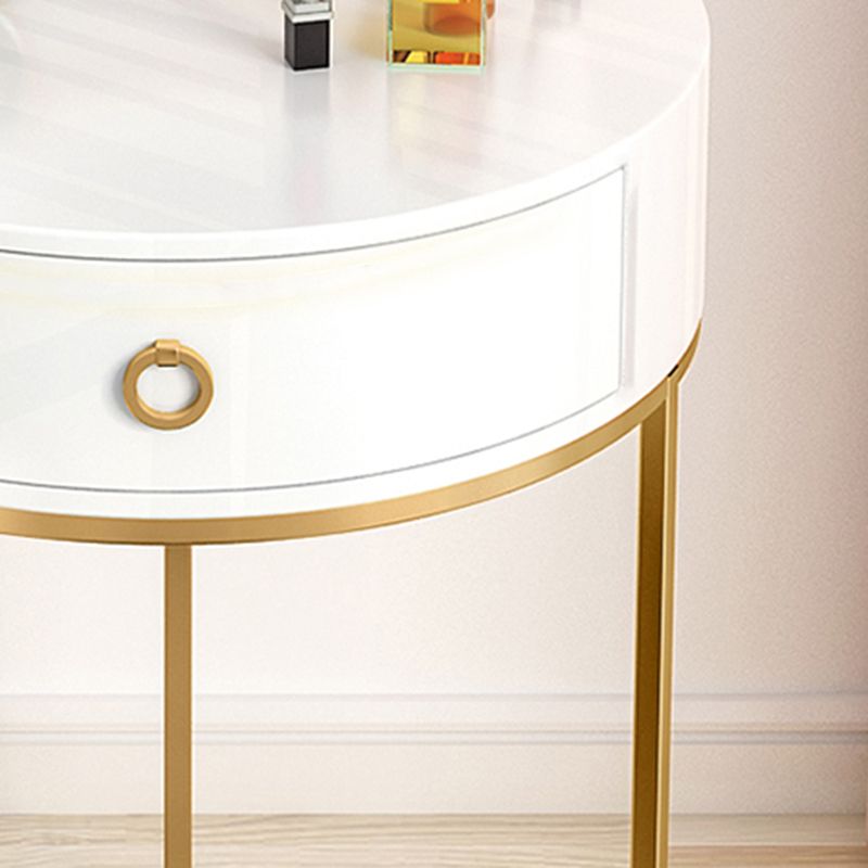 Wood and Metal Vanity Table in White/Green Makeup Desk with 1 Drawer