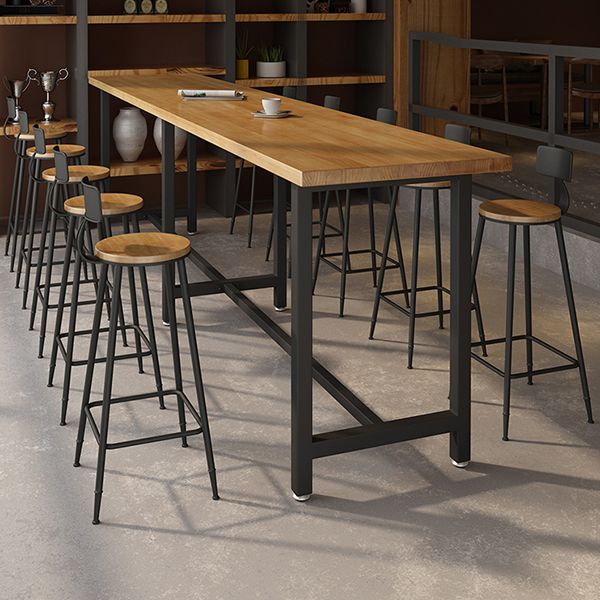 Modern 1/11 Pieces Bar Table Set Rectangle Wood Counter Table with High Stools