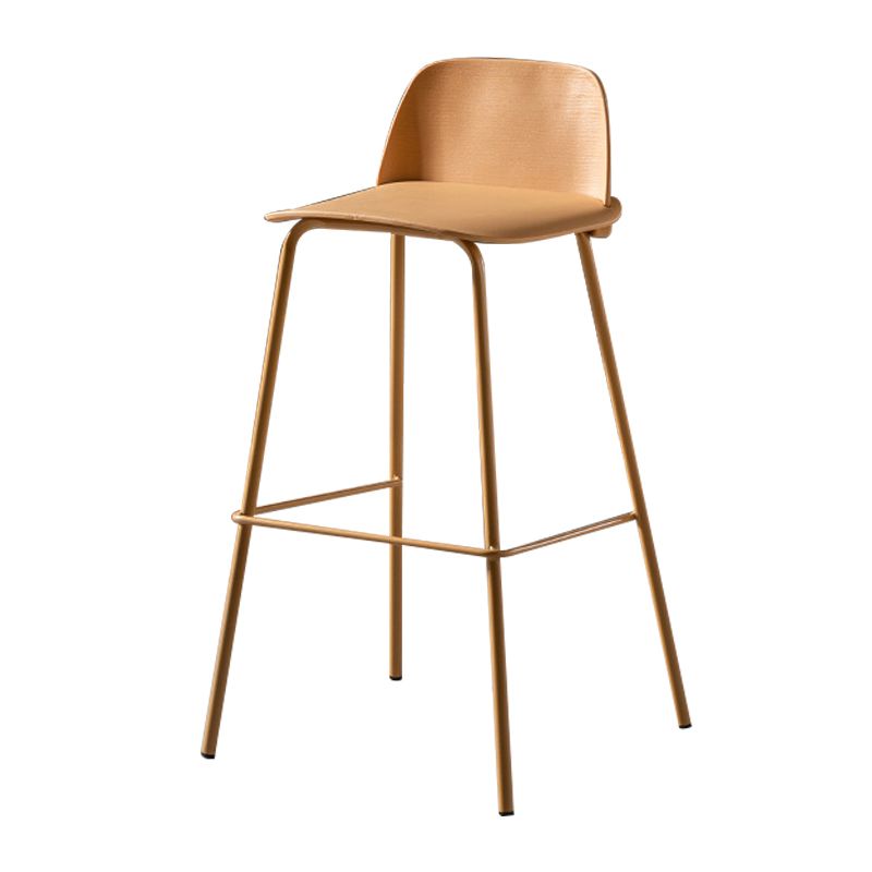 Scandinavian Plastic Bar Stools Low Back Armless Barstool with 4 Iron Legs