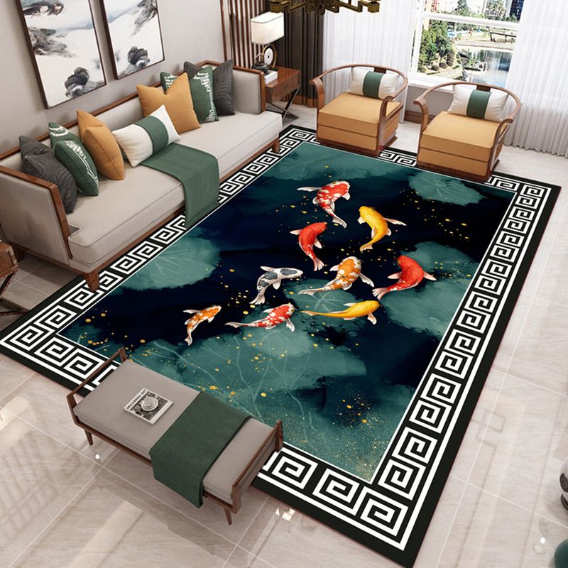 Dark Color Shabby Chic Rug Polyester Carpet Animals Print Indoor Rug Non-Slip Backing for Home Decor