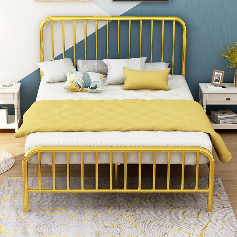 Contemporary Slat with Headboard Rectangular with Metal Legs Metal Slat Bed