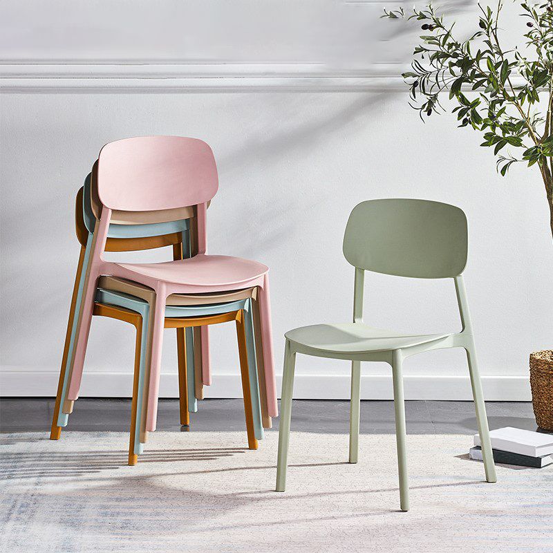 Scandinavian Plastic Patio Dining Side Chair Open Back Stacking Side Chair