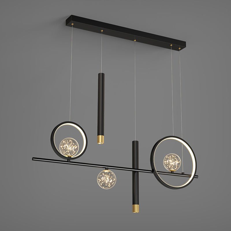Iluminación colgante lineal luces colgantes contemporáneas para isla de cocina con sombra de metal