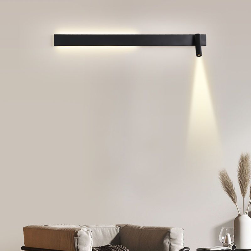 Moderne Metallwandleuchte gerade 3 Leuchten LED -Wandleuchten in Schwarz für Schlafzimmer