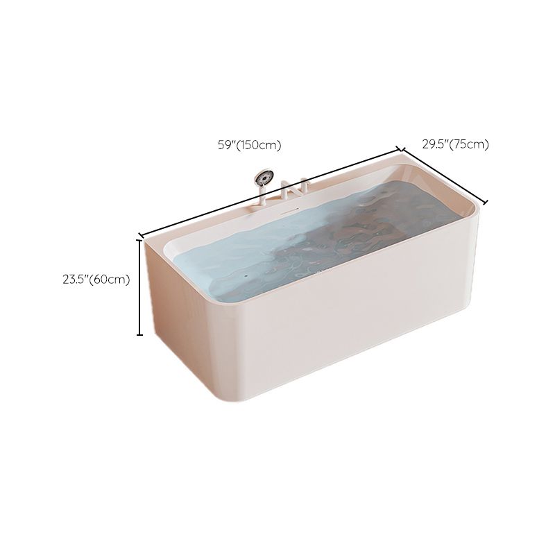 Freestanding Soaking Acrylic Bathtub Modern Rectangle Bathtub in White