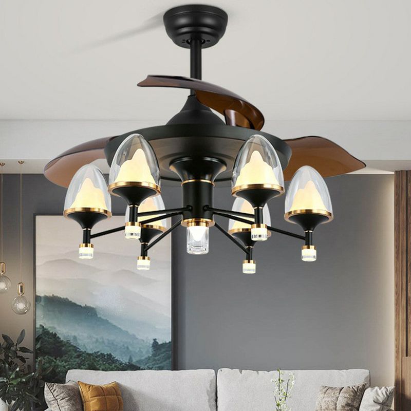 42 "breites Sputnik Wohnzimmer Deckenventilator Leuchtmetall LED Modernismus Halbflush-Halterung mit 4 Klingen