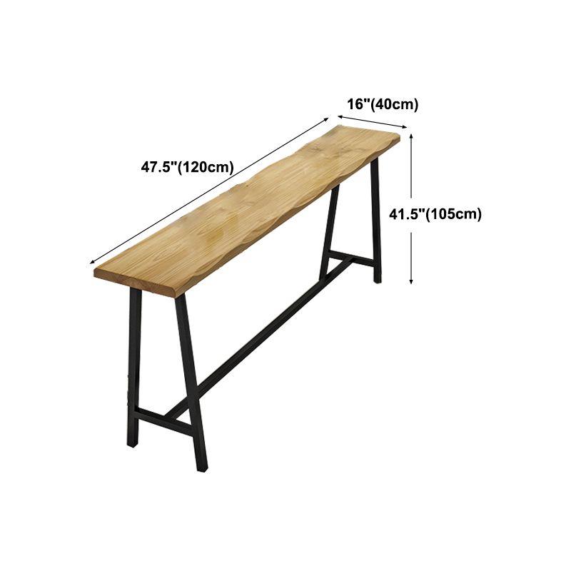 Solid Wood Indoor Counter Height Dining Table Specialty Trestle Patio Bar Table in Natural