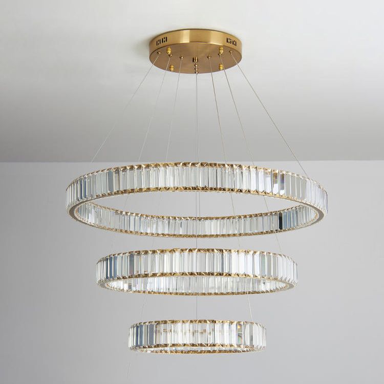 Ring Clear Crystal Hanging Ceiling Lights Modern Style Pendant Lighting Fixtures