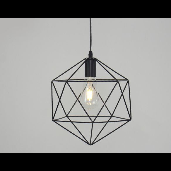 Black Metal 1 Light Anhänger Leichtes nordisches retro geometrischer Drahtkäfighängelampe für das Restaurant