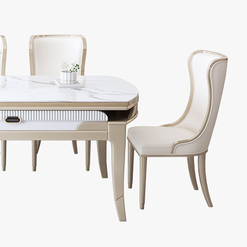 Nordic 1/2/5/7 Pieces Furniture Round Stone Dining Table Set in White