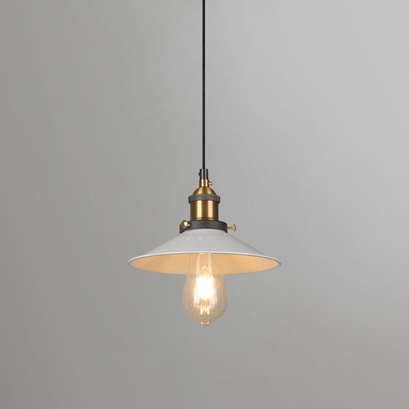 Ceiling Pendant Light Industrial Restaurant Pendant Light Kit with Tapered Metal Shade in White