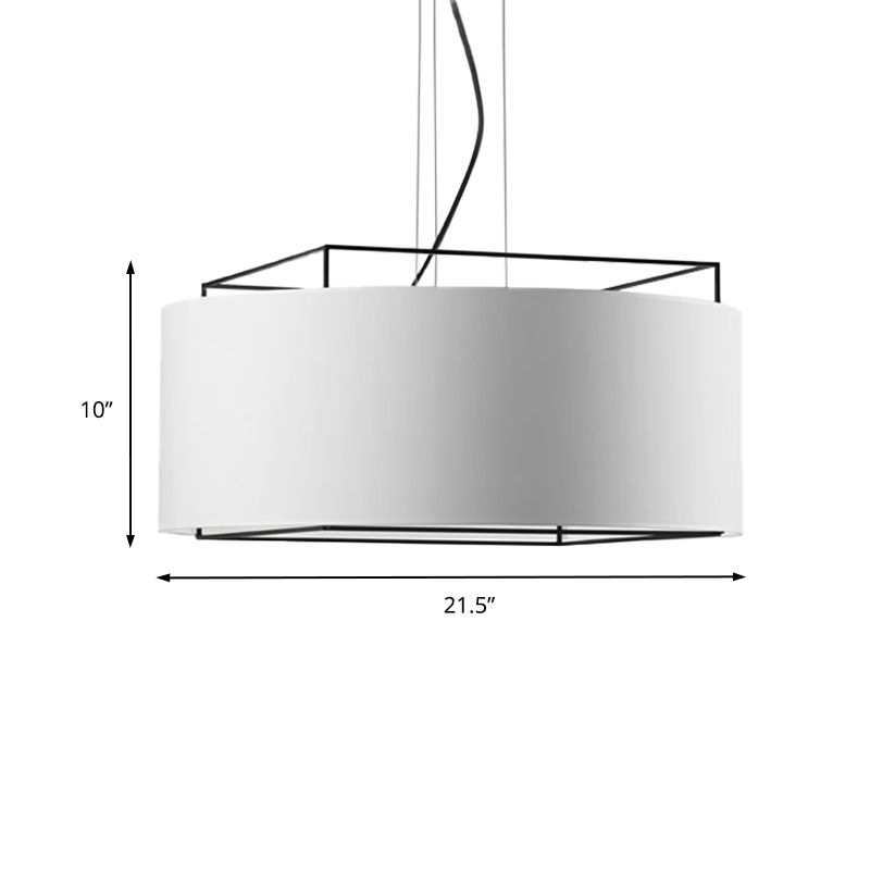 Modern Drum Pendant Light Fixture Fabric LED Hanging Ceiling Light in White/Black