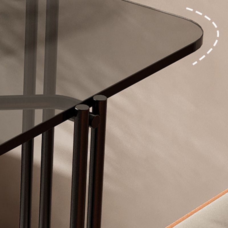 Modern Gray Glass Side End Table 4 Legs Double Tier Corner Table