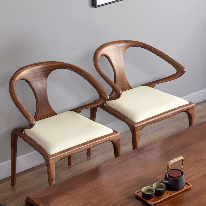 Modern Simple Side Chair Wooden Base Side Dining Chair for Living Room