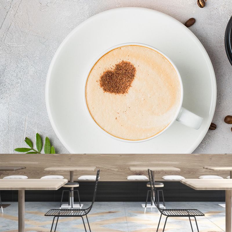 Customized Coffee Pattern Mural Wallpaper Stain Resistant Wall Covering for Coffee Shop