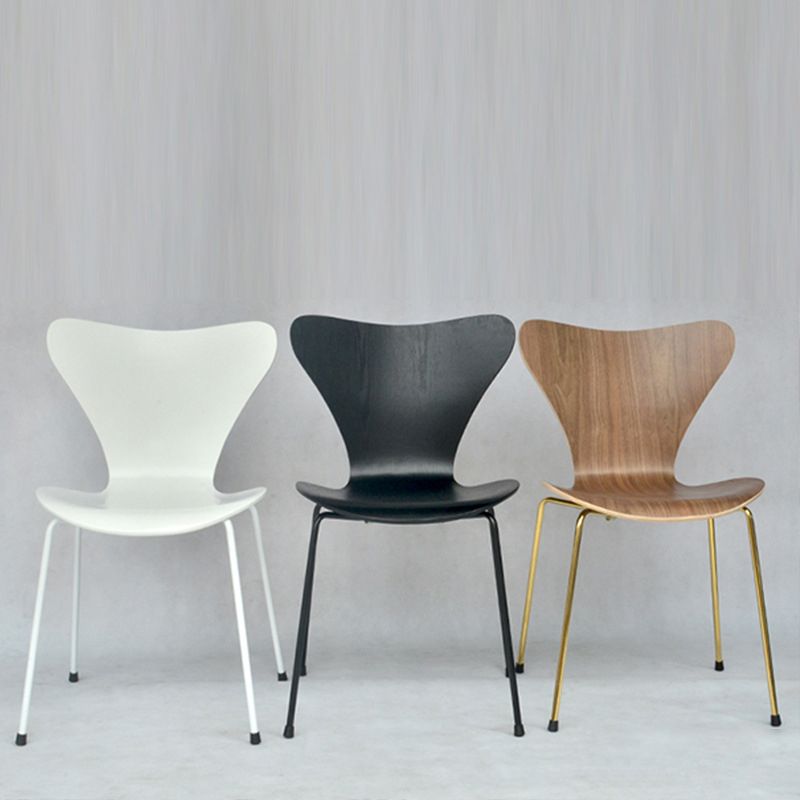 Contemporary Home Side Chair Wingback Wood Dining Room Chair with Metal Legs