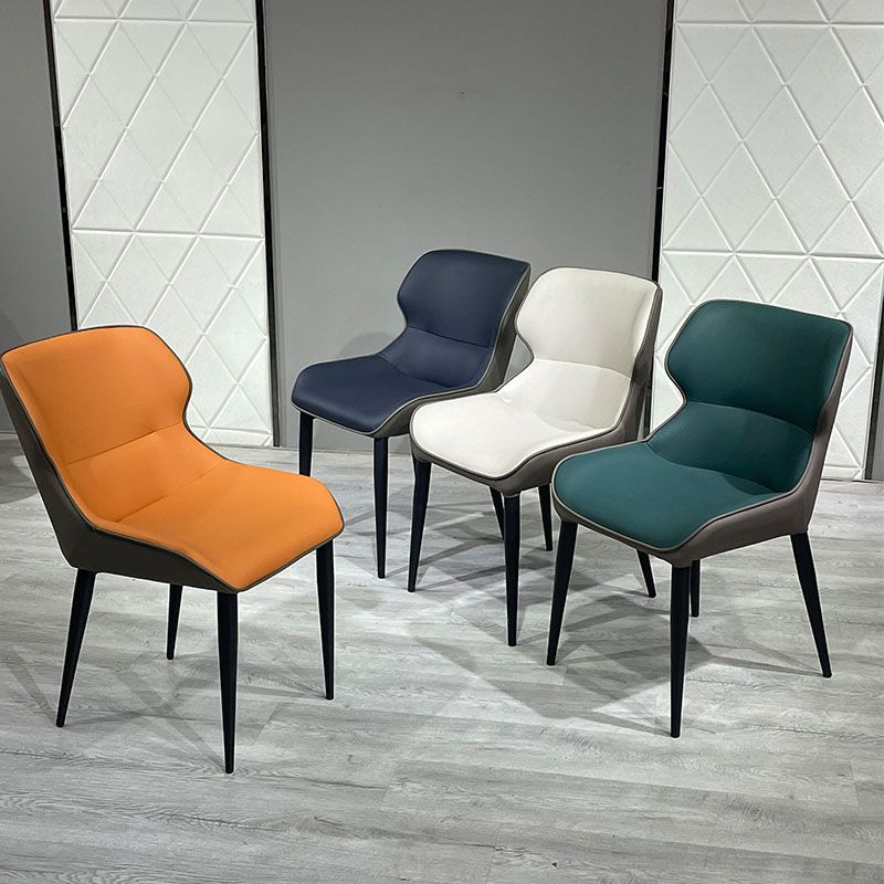 Silla de comedor moderna con acabado mate, sillas laterales con brazo de comedor de metal para cocina (juego de 2)