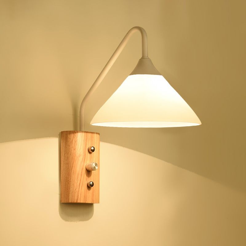 Modern Simplicity Cone Wall Lamps Opal Glass Wall Lighting Fixtures for Restaurant
