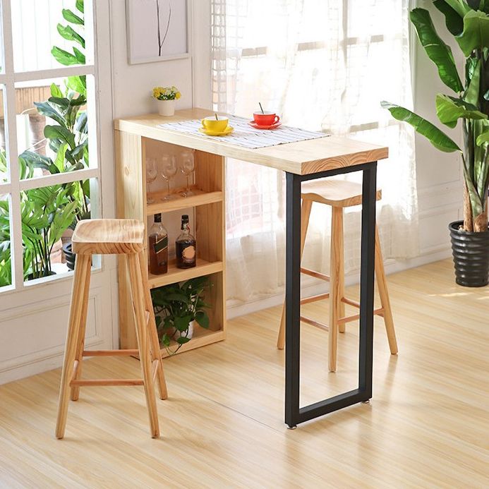Luxury Rectangle Solid Wood Bar Table Set 1/2/3 Pieces Counter Table with Backless Stools